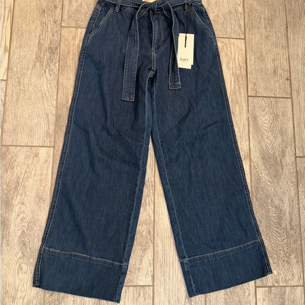 NWT Oat New York Wide Leg Tie Waist Jeans - Picture 2 of 6